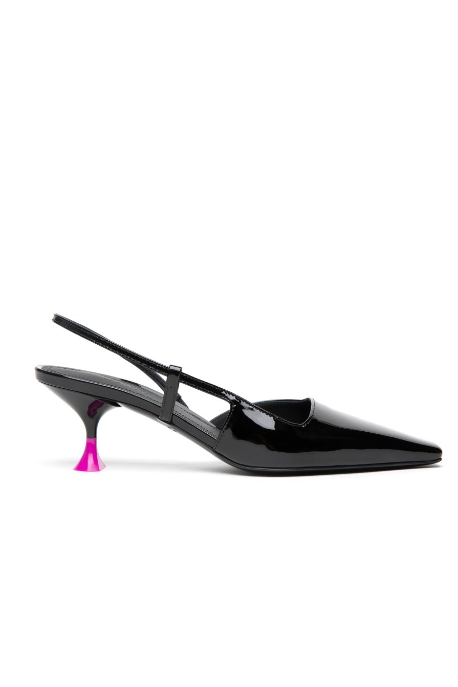 3JUIN Kira Cris Patent Slingback Shoe In Black | Flats