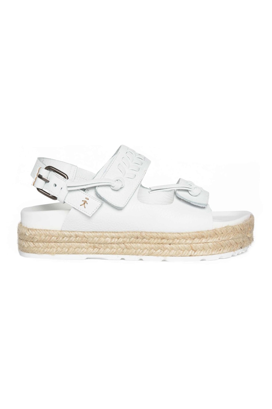 HENRY BEGUELIN Two Strap Leather Sandal In Cervo Bianco | Flats