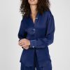 AERON Chase Satin Blouse In Midnight Blue | The Gift Shop