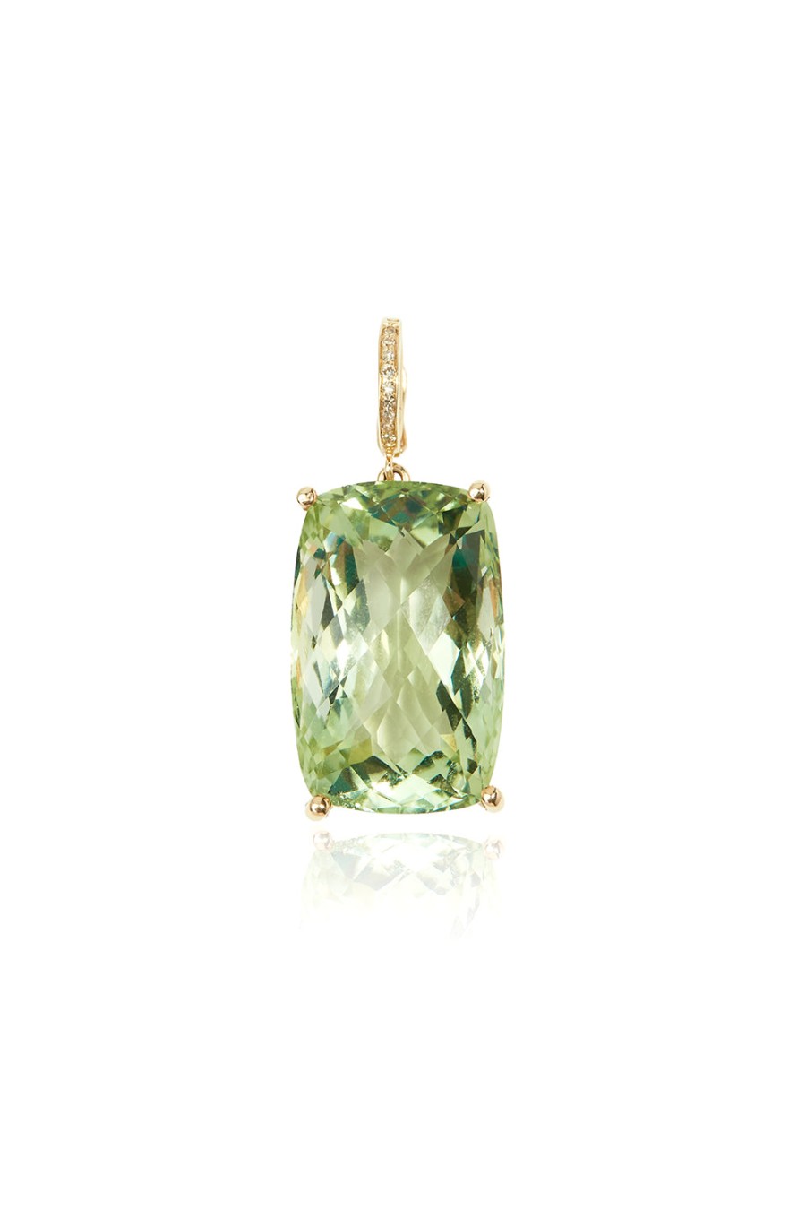 L.A. STEIN Large Diamond Green Amethyst Pendant In Yellow Gold | Jewelry