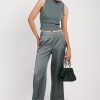 PESERICO Stretch Satin Palazzo Pant In Green Zinc | Bottoms