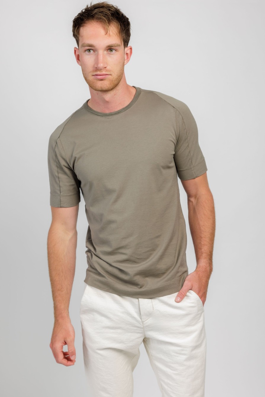 TRANSIT Seam Detail T-Shirt In Steel Grey | Tops