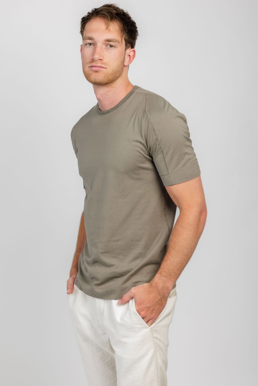 TRANSIT Seam Detail T-Shirt In Steel Grey | Tops